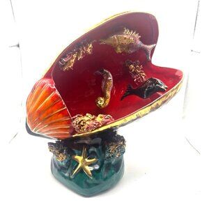 Vintage 1950s -60s Vallauris Glazed Red Shell Lamp Fish Midcentury Kitsch Light
